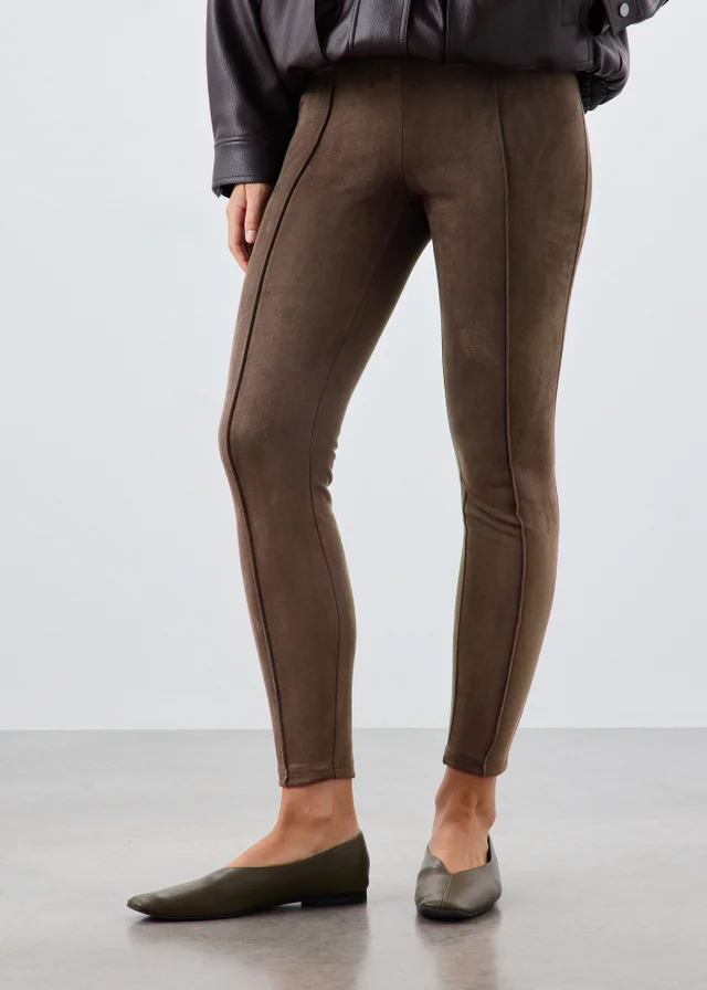 Chocolate Faux Suede Leggings