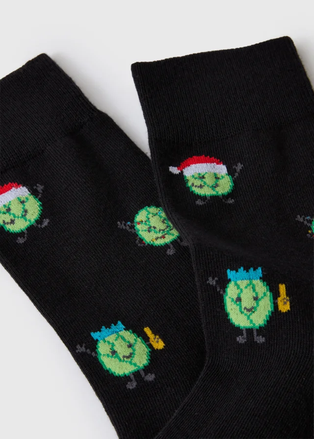 2 Pack Black Christmas Sprout Socks