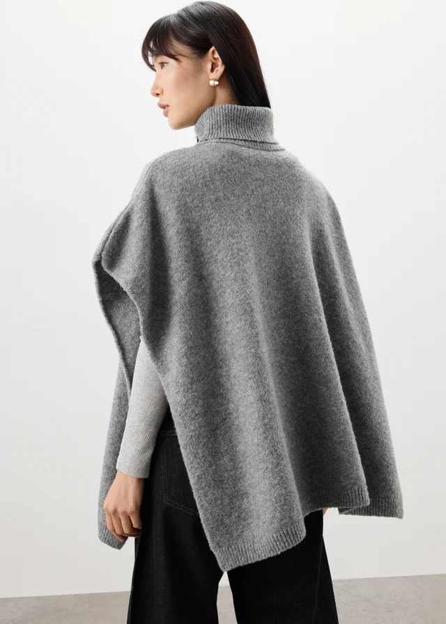 Grey Cable Poncho