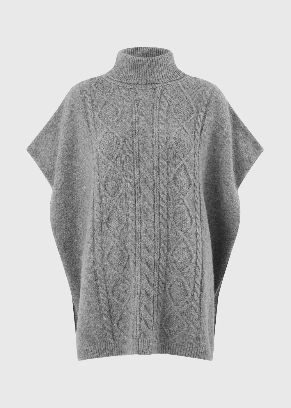 Grey Cable Poncho - One Size Image 1