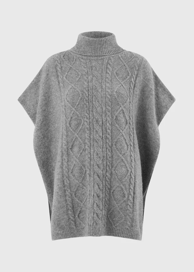 Grey Cable Poncho