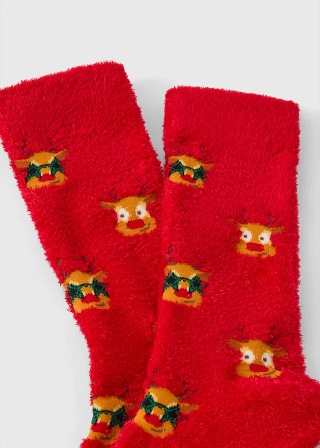 Red Reindeer Cosy Socks