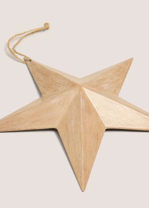 Small Wooden Star Hanging Decoration Image 2