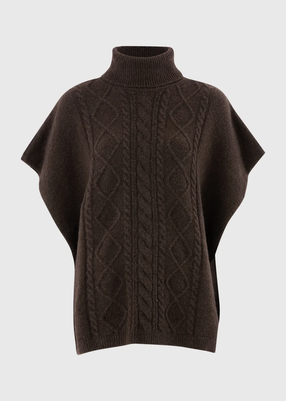 Brown Cable Knit Shawl - One Size Image 1