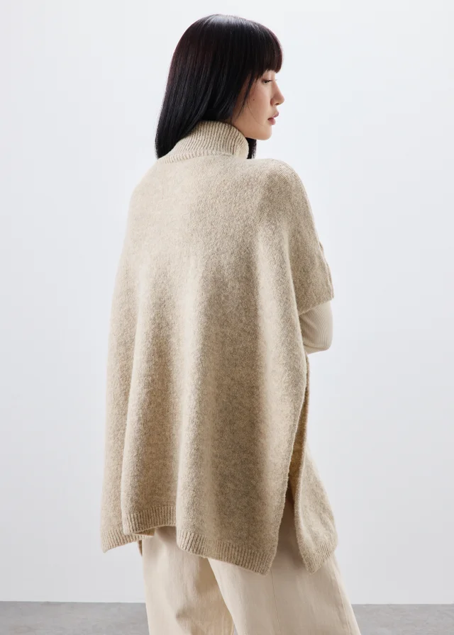 Oatmeal Cable Knit Poncho