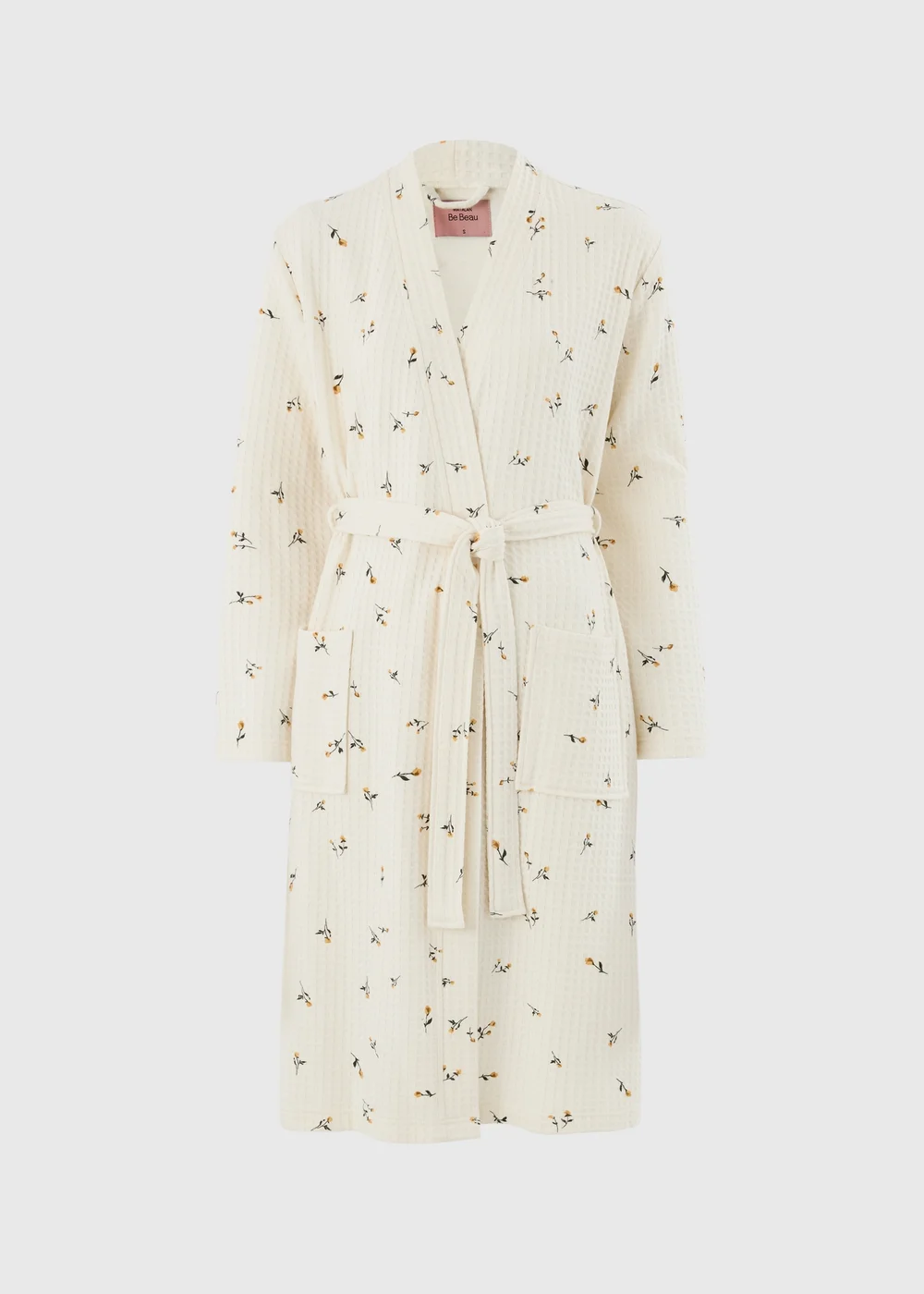 Cream Floral Waffle Dressing Gown - XS Image 1