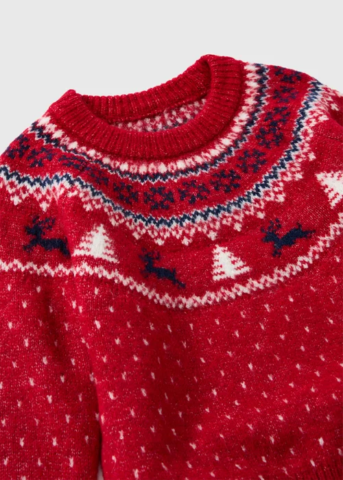 Boys Red Fairisle Matching Family Christmas Jumper (1-13yrs) - 1-1.5 Yrs Image 2