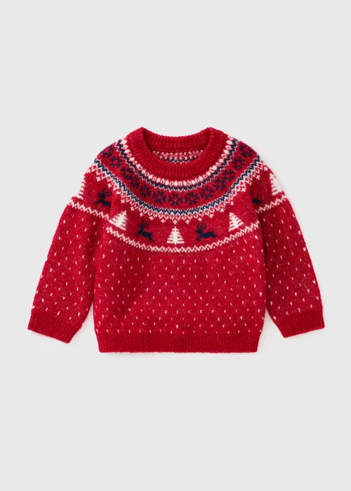 Boys Red Fairisle Matching Family Christmas Jumper (1-13yrs) - 1-1.5 Yrs Image 1