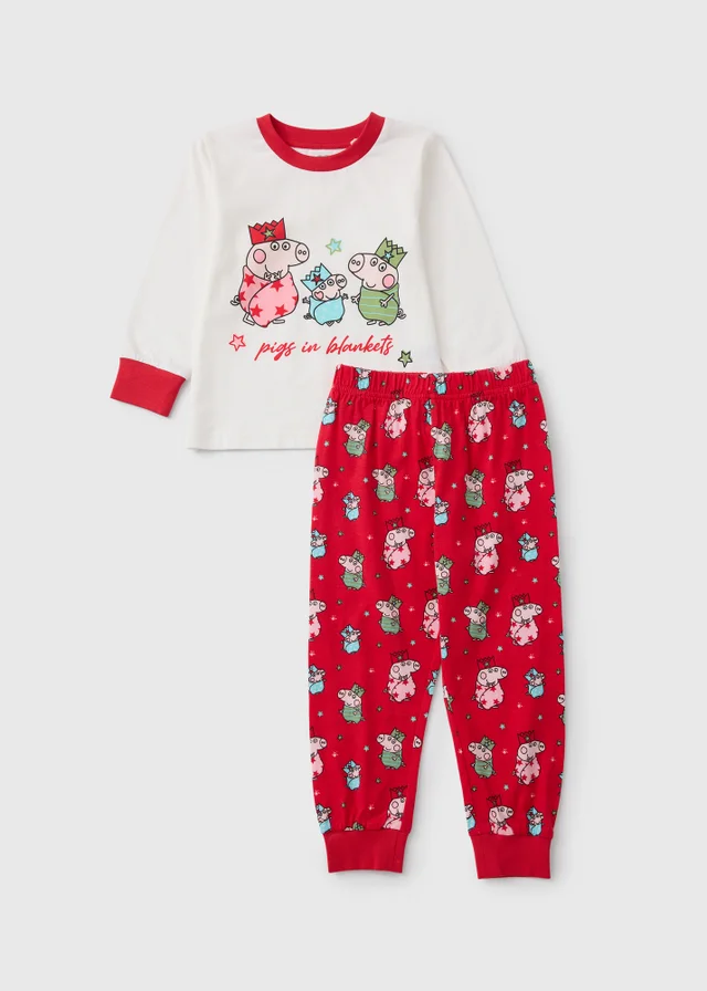 Peppa Pig Kids Red Pigs in Blankets Christmas Pyjamas (1-5yrs)