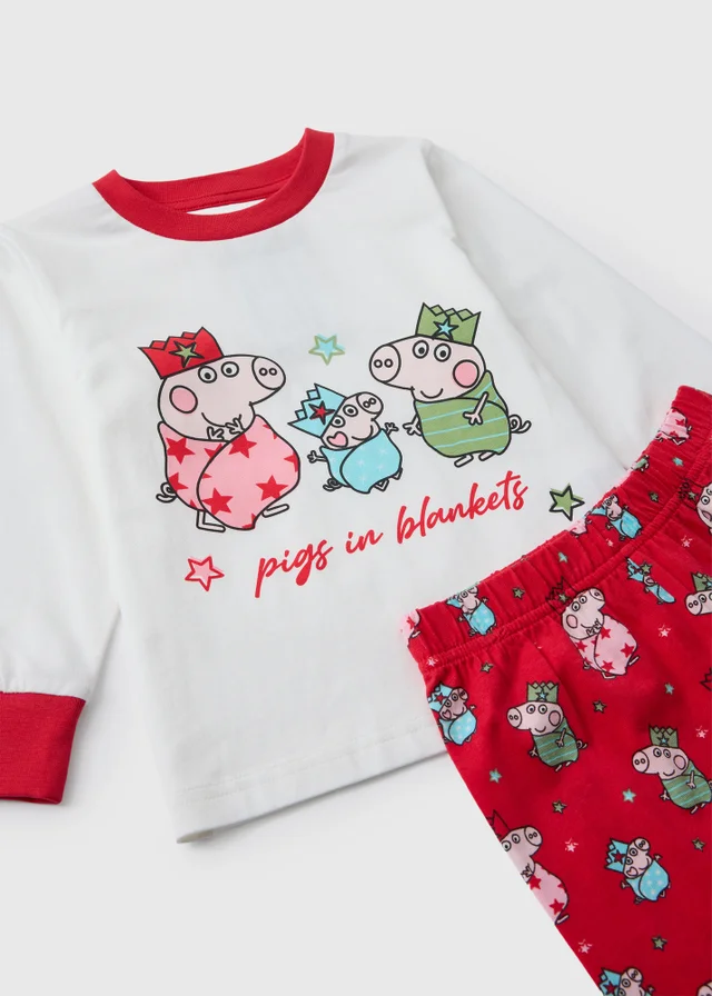 Peppa Pig Kids Red Pigs in Blankets Christmas Pyjamas (1-5yrs)
