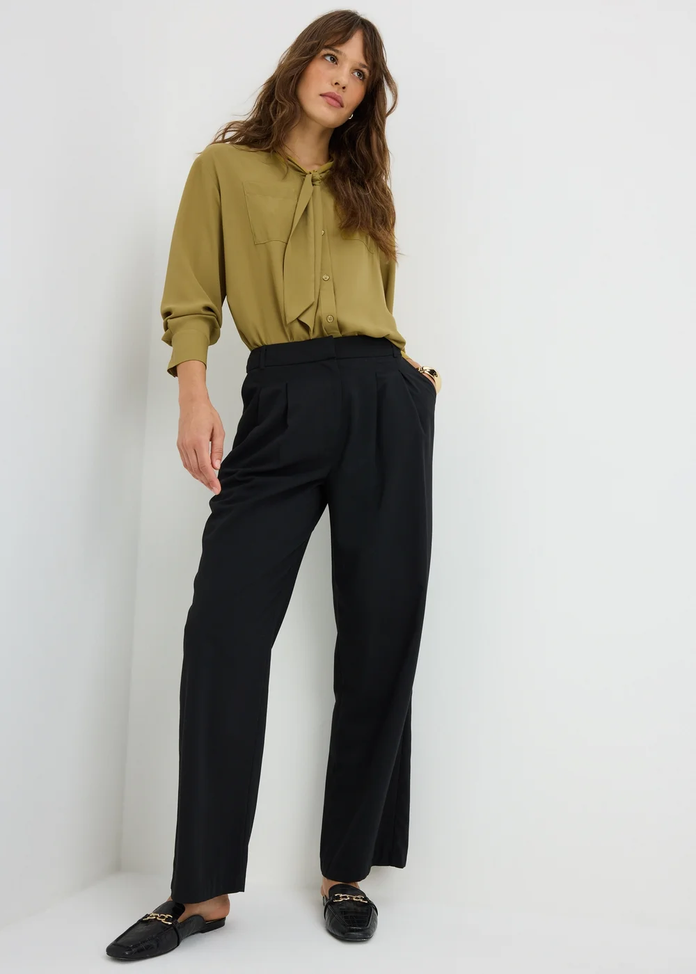 Lime Tie Neck Blouse - 8 Image 1