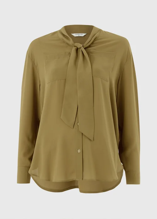 Lime Tie Neck Blouse - 8 Image 4