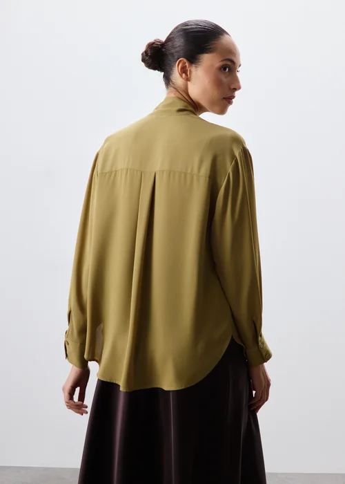 Lime Tie Neck Blouse - 8 Image 2