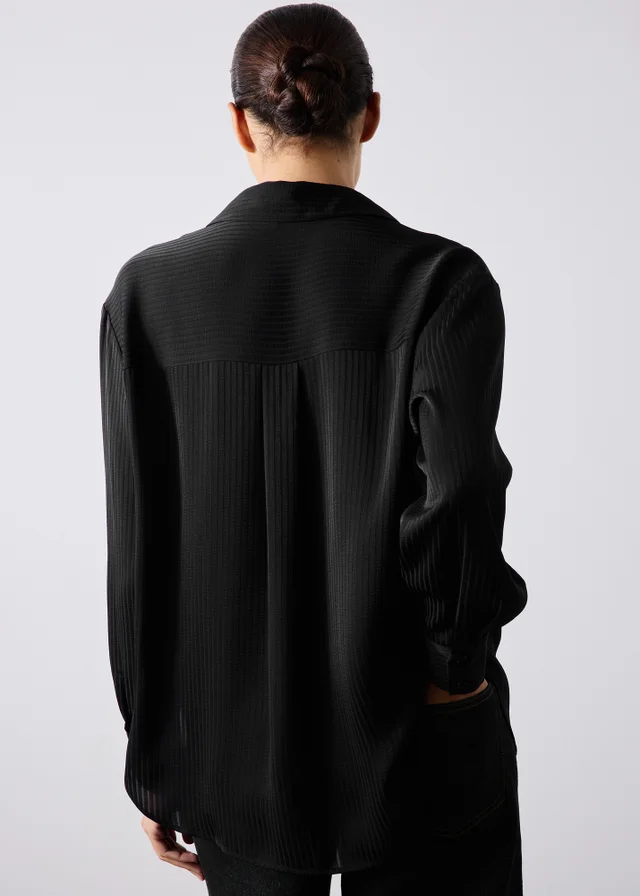 Black Satin Textured Shirt