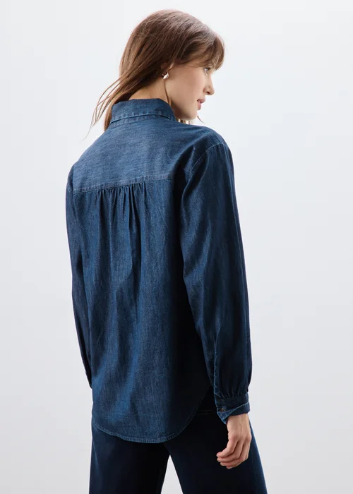 Blue Denim Tie Neck Detail Blouse - 8 Image 2