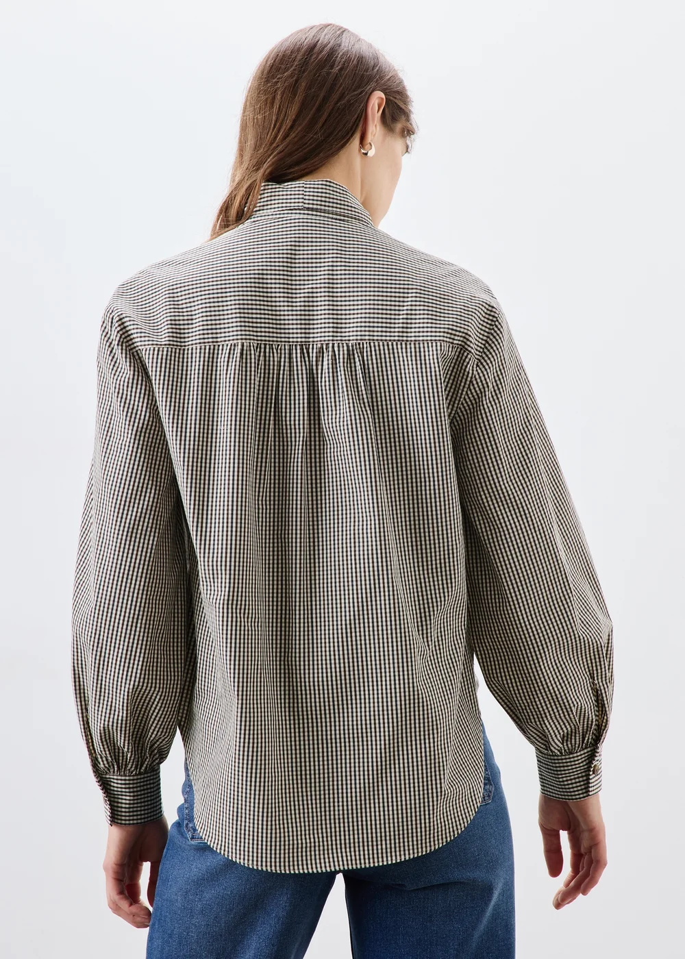 Stone Gingham Neck Detail Shirt - 10 Image 3