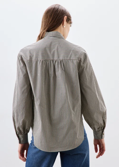 Stone Gingham Neck Detail Shirt - 10 Image 3