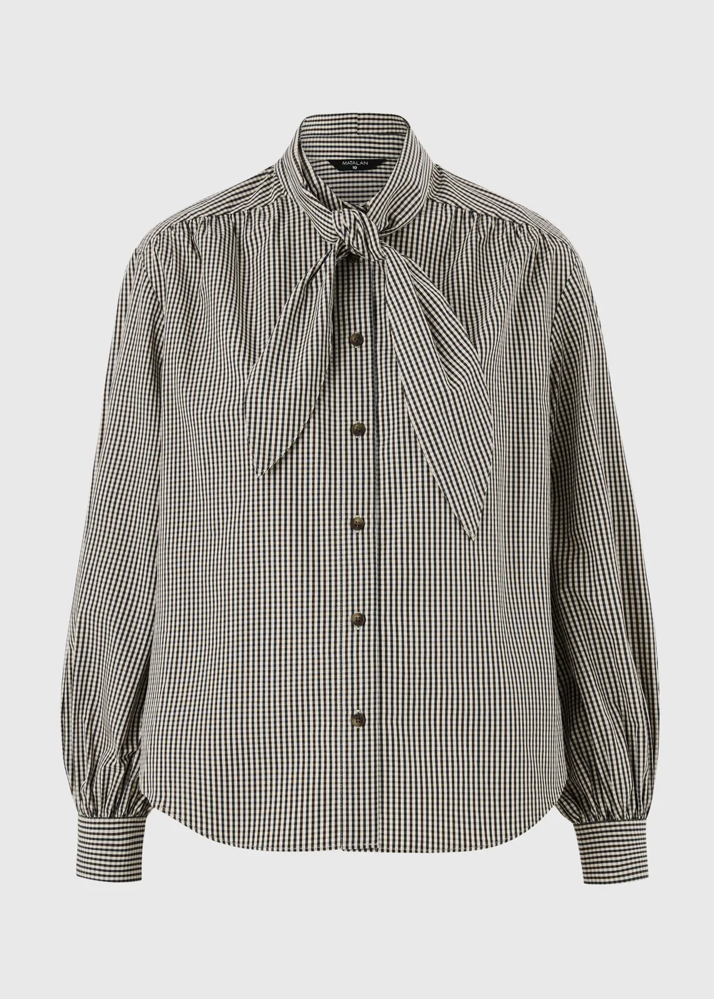 Stone Gingham Neck Detail Shirt - 10 Image 4
