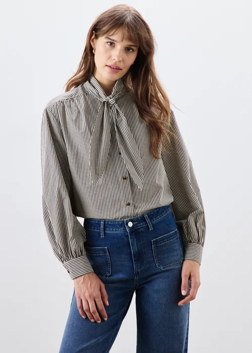 Stone Gingham Neck Detail Shirt - 10 Image 1