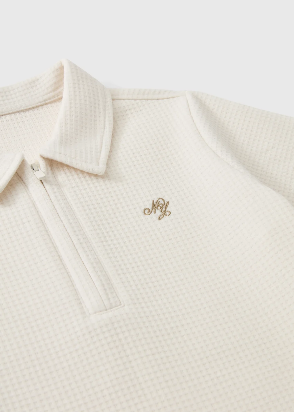 Boys Cream Jacquard Polo Shirt (7-15 yrs) - 7 Yrs Image 3