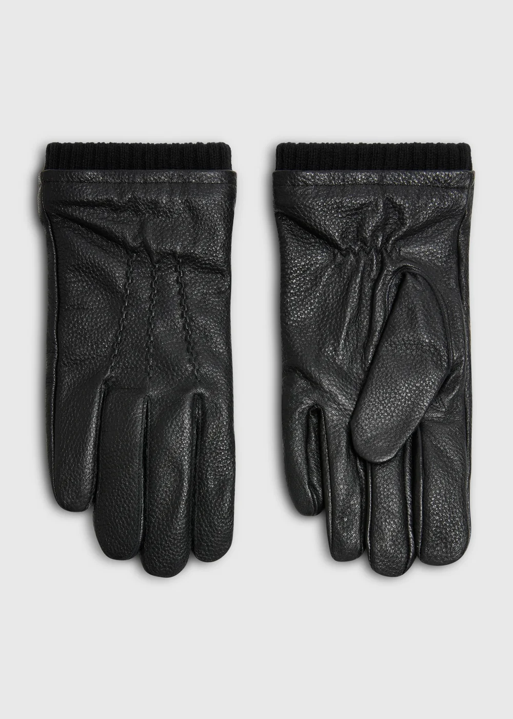 Black Faux Leather Gloves - S/M Image 1