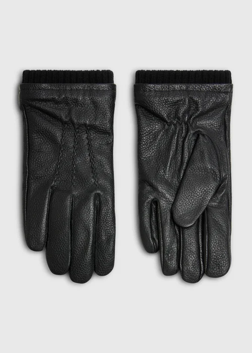 Black Faux Leather Gloves - S/M Image 1