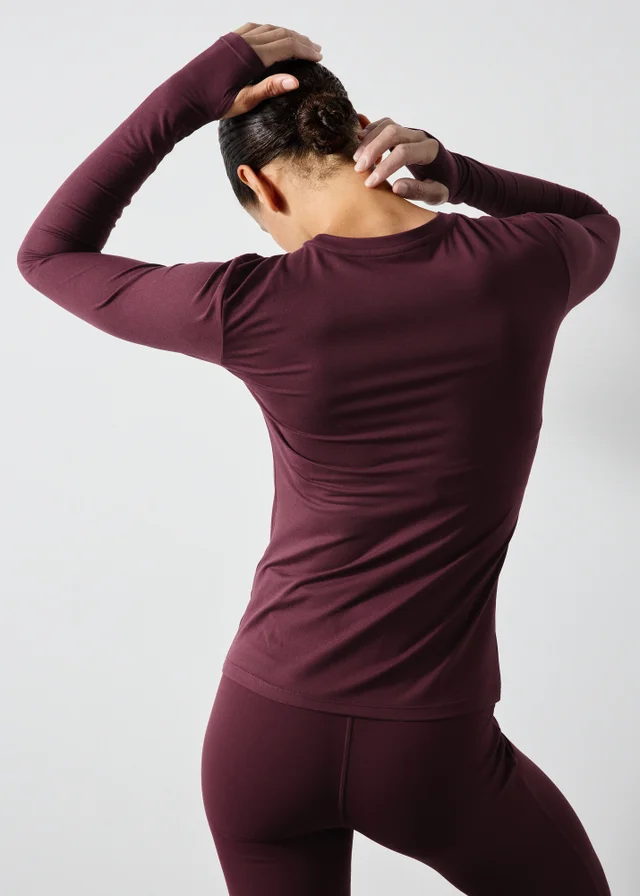 Souluxe Burgundy Long Sleeve Fitted T-Shirt