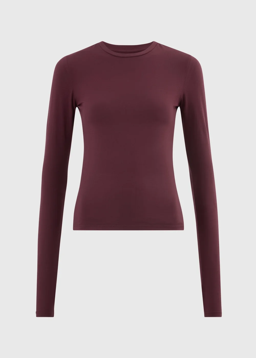 Souluxe Burgundy Long Sleeve Fitted T-Shirt - 6 Image 1