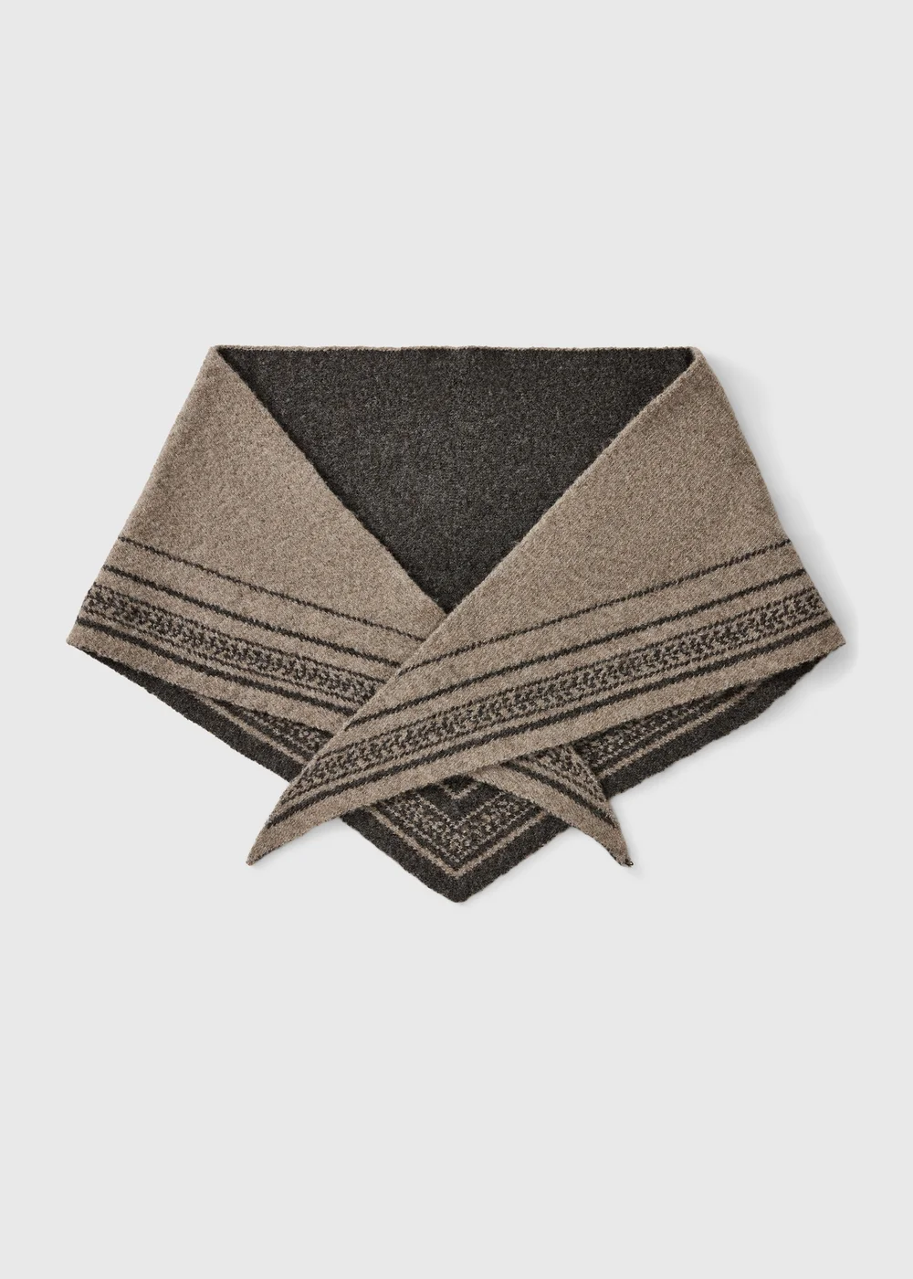 Brown Jacquard Triangle Scarf - One Size Image 2