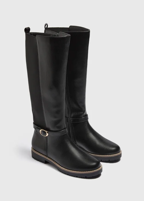 Black Buckled Knee High Boot - 3 Image 1