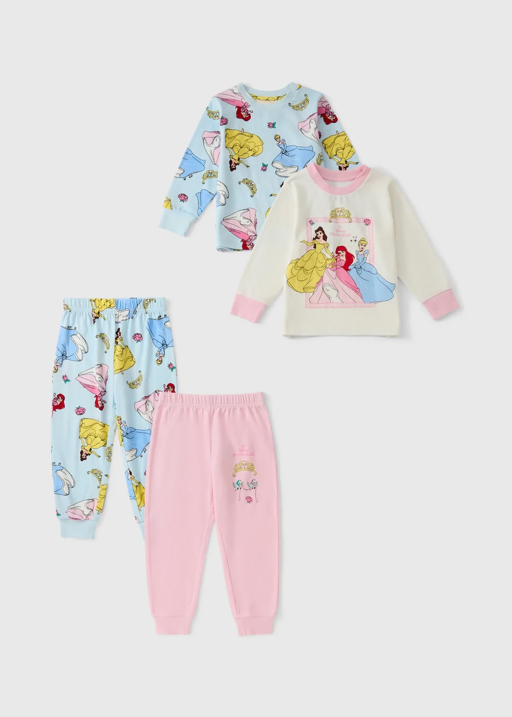 2 Pack Girls Disney Princess Pyjama Sets (3-9 yrs) - 3 Yrs Image 1