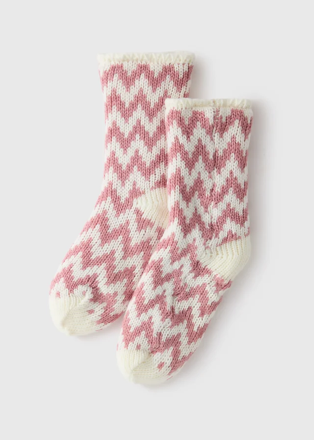 Girls Pink Slipper Socks (Younger 6 -Older 6.5)
