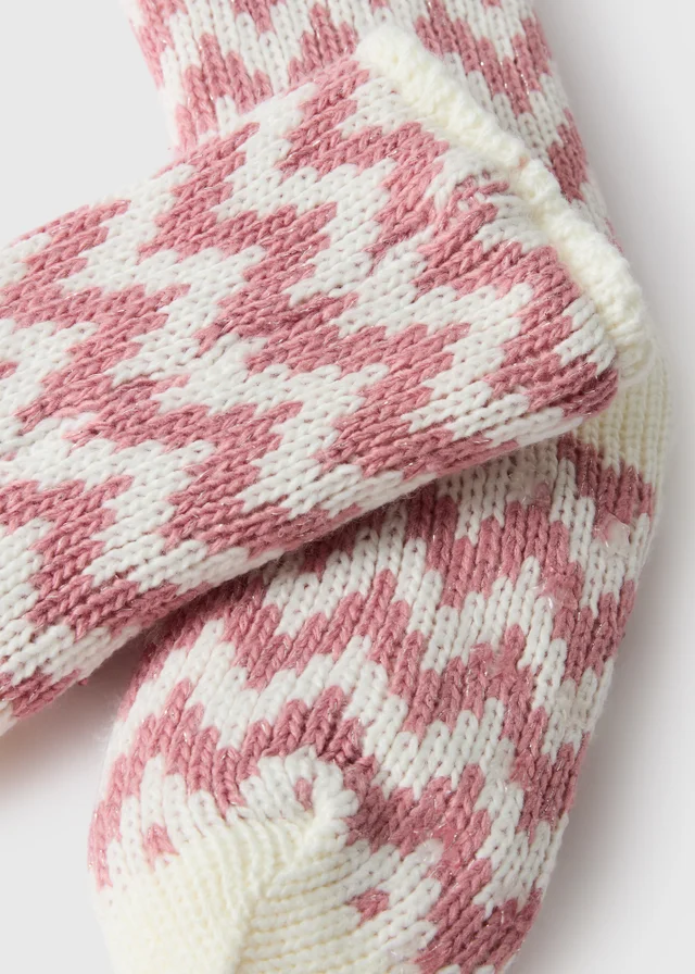 Girls Pink Slipper Socks (Younger 6 -Older 6.5)