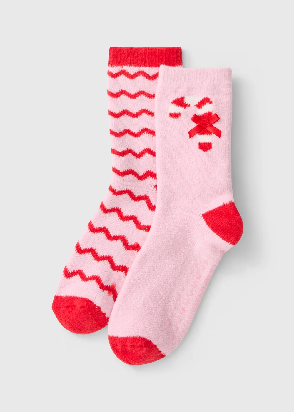 Girls Pink & Red Bow Socks 2 Pack - 6-8.5 Image 1