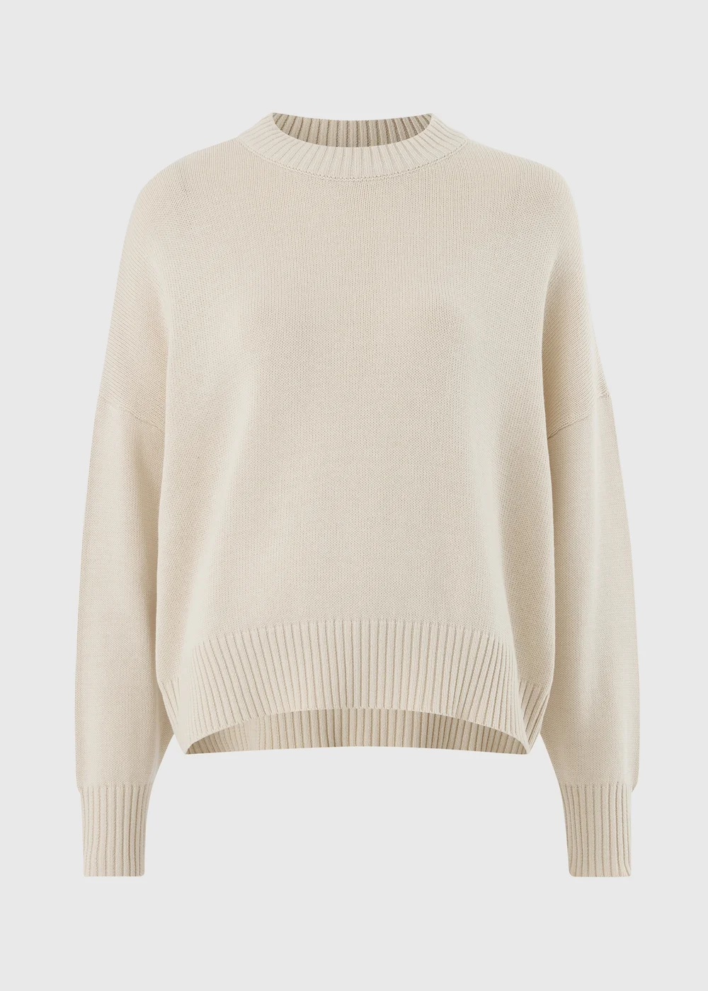 Cream Ribbed Hem Knitted Jumper - XS Image 1