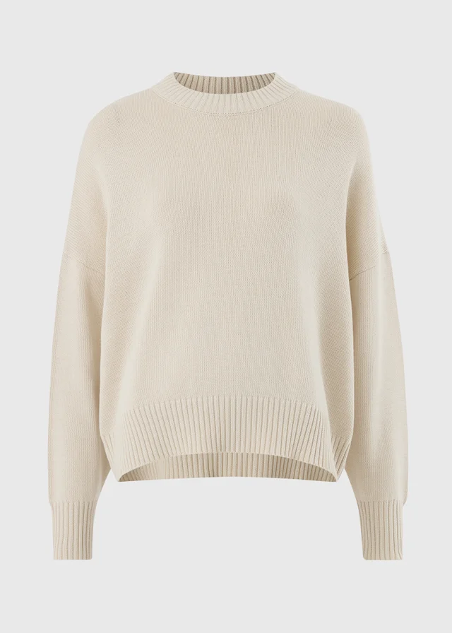 Cream Ribbed Hem Knitted Jumper