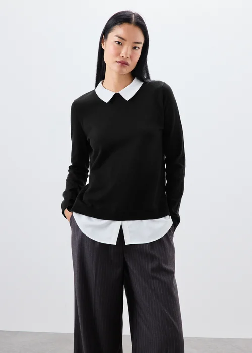 Black 2 in 1 Smart Shirt Jumper - 8 Image 1