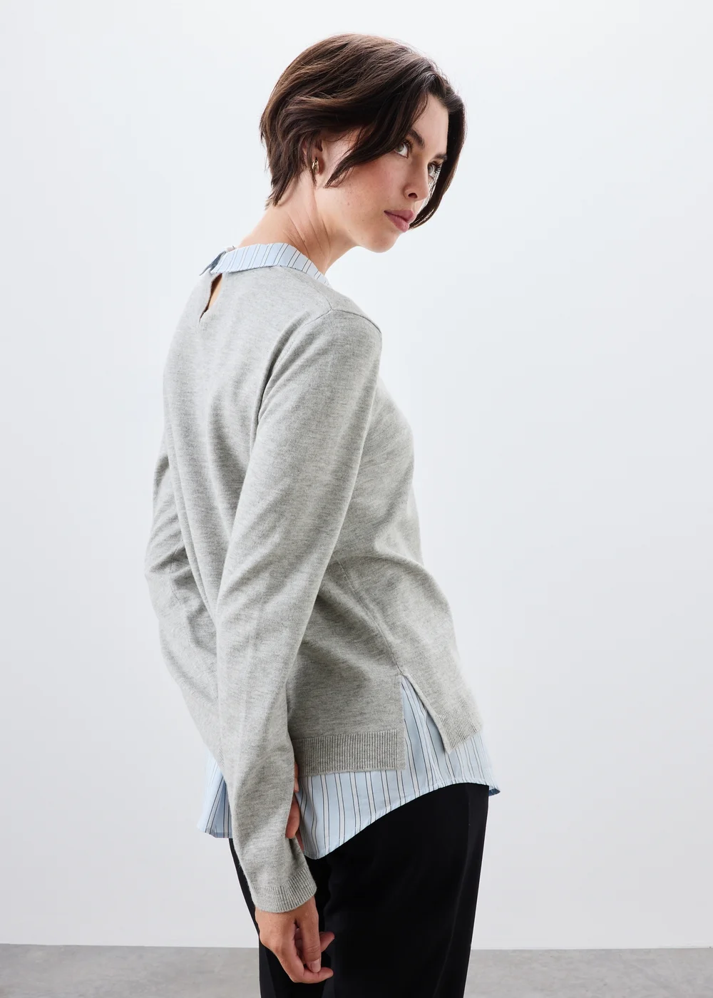 Grey 2 in 1 Smart Shirt Jumper - 8 Image 2