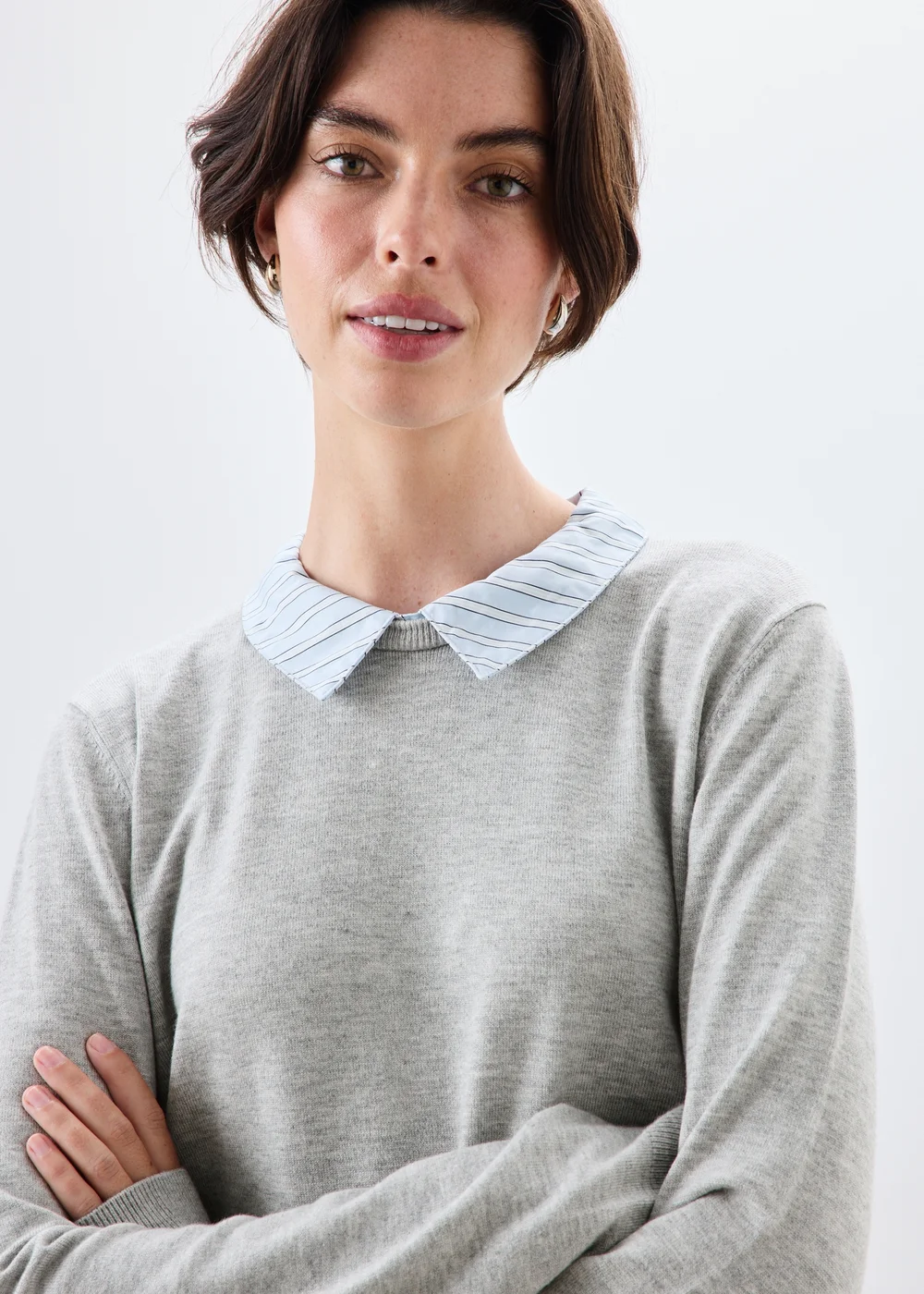 Grey 2 in 1 Smart Shirt Jumper - 8 Image 3