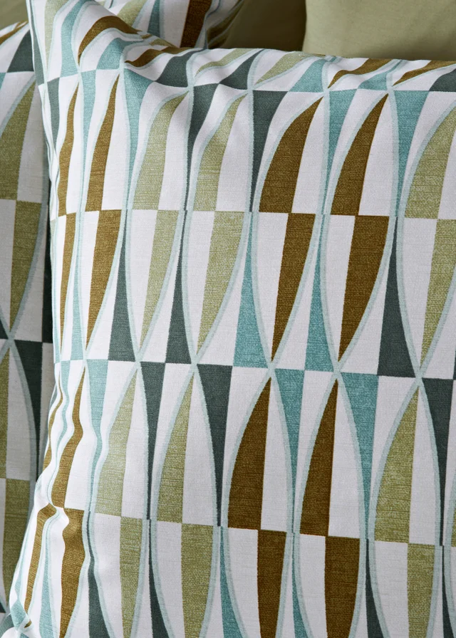 Green Geometric Printed Duvet Set