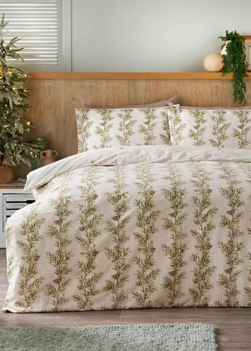 Cream Pinecone Foliage Duvet Set - Single Image 1