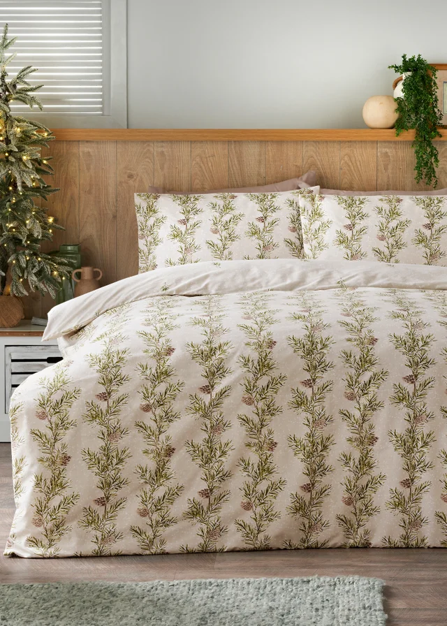 Cream Pinecone Foliage Duvet Set