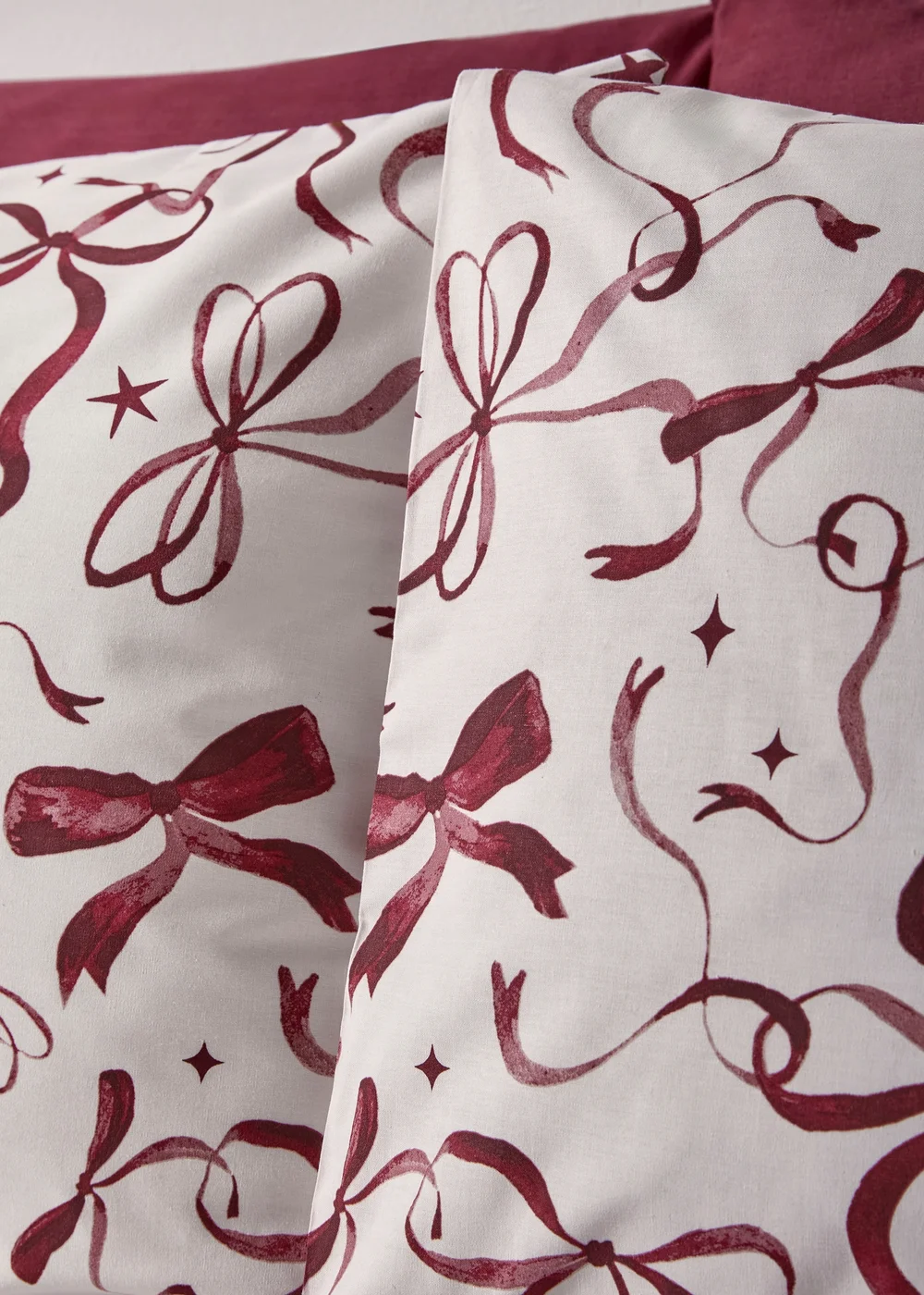 Burgundy Bow Duvet Set - Single Image 2