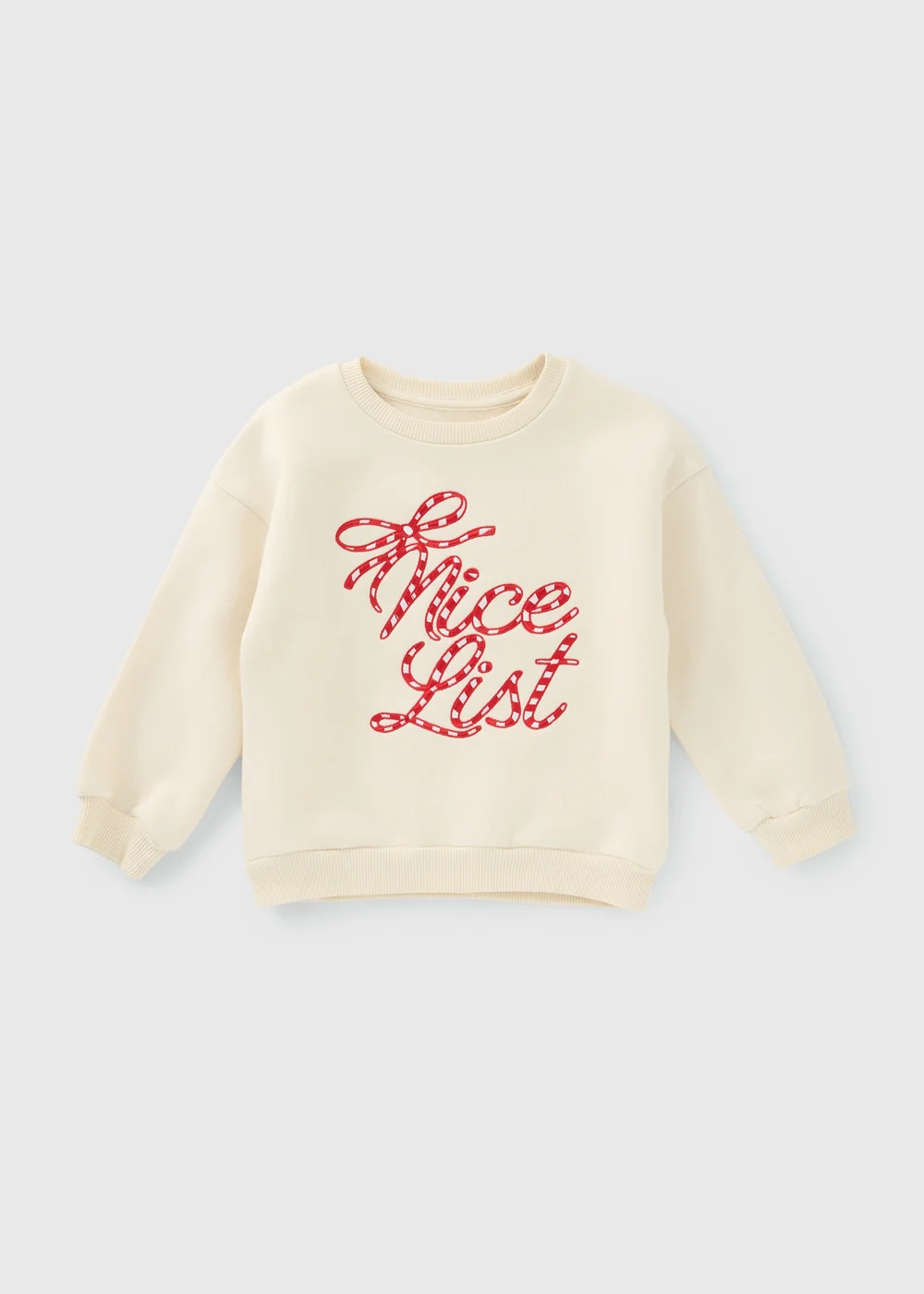 Girls Cream Christmas Nice List Sweatshirt (1-9yrs) - 1-1.5 Yrs Image 1
