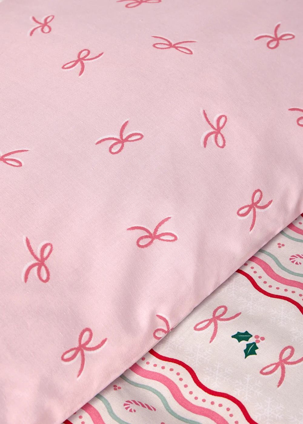Pink Bow Christmas Duvet Set - Single Image 3