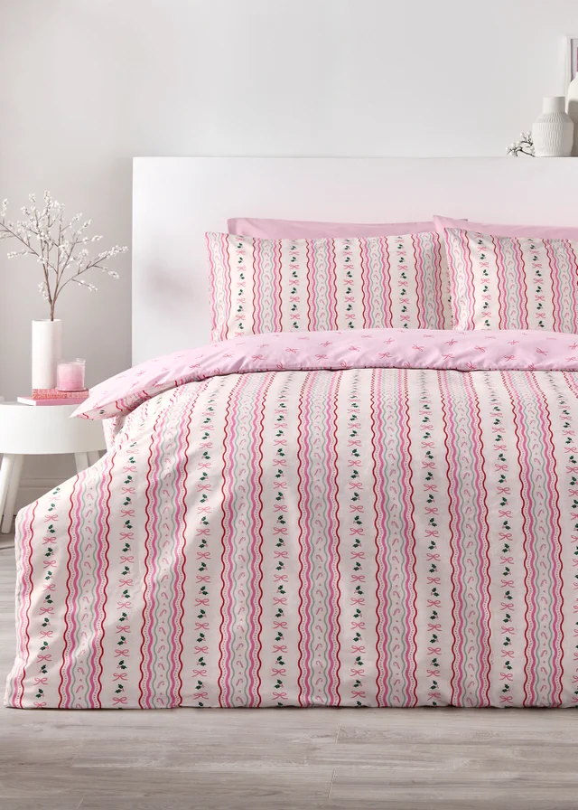 Pink Bow Christmas Duvet Set