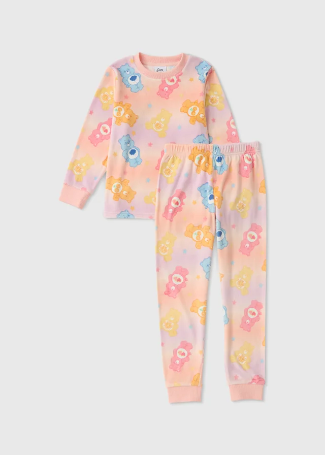 Girls Orange Care Bears Fleece Pyjamas (7-13 yrs)