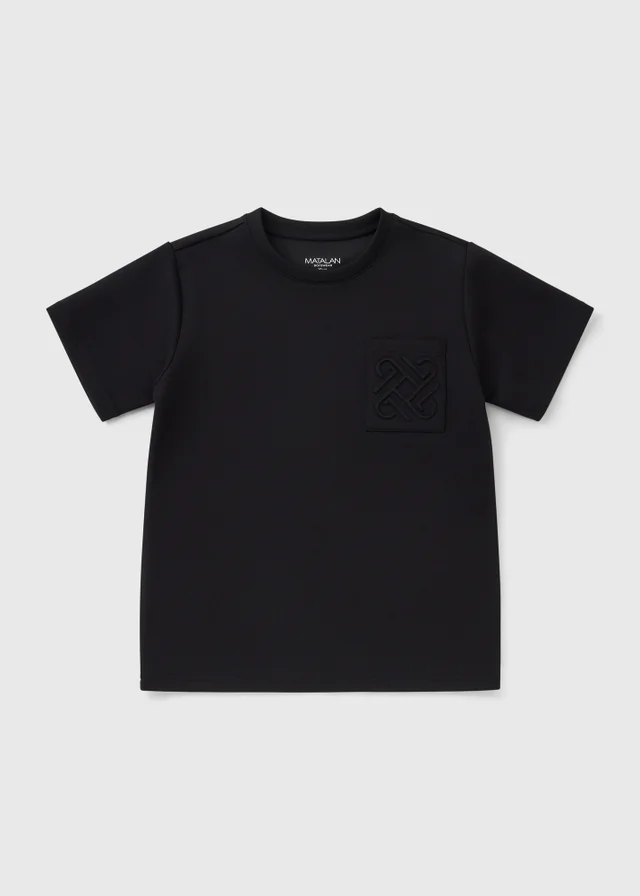 Boys Black Embossed Pocket T-Shirt (7-15yrs)