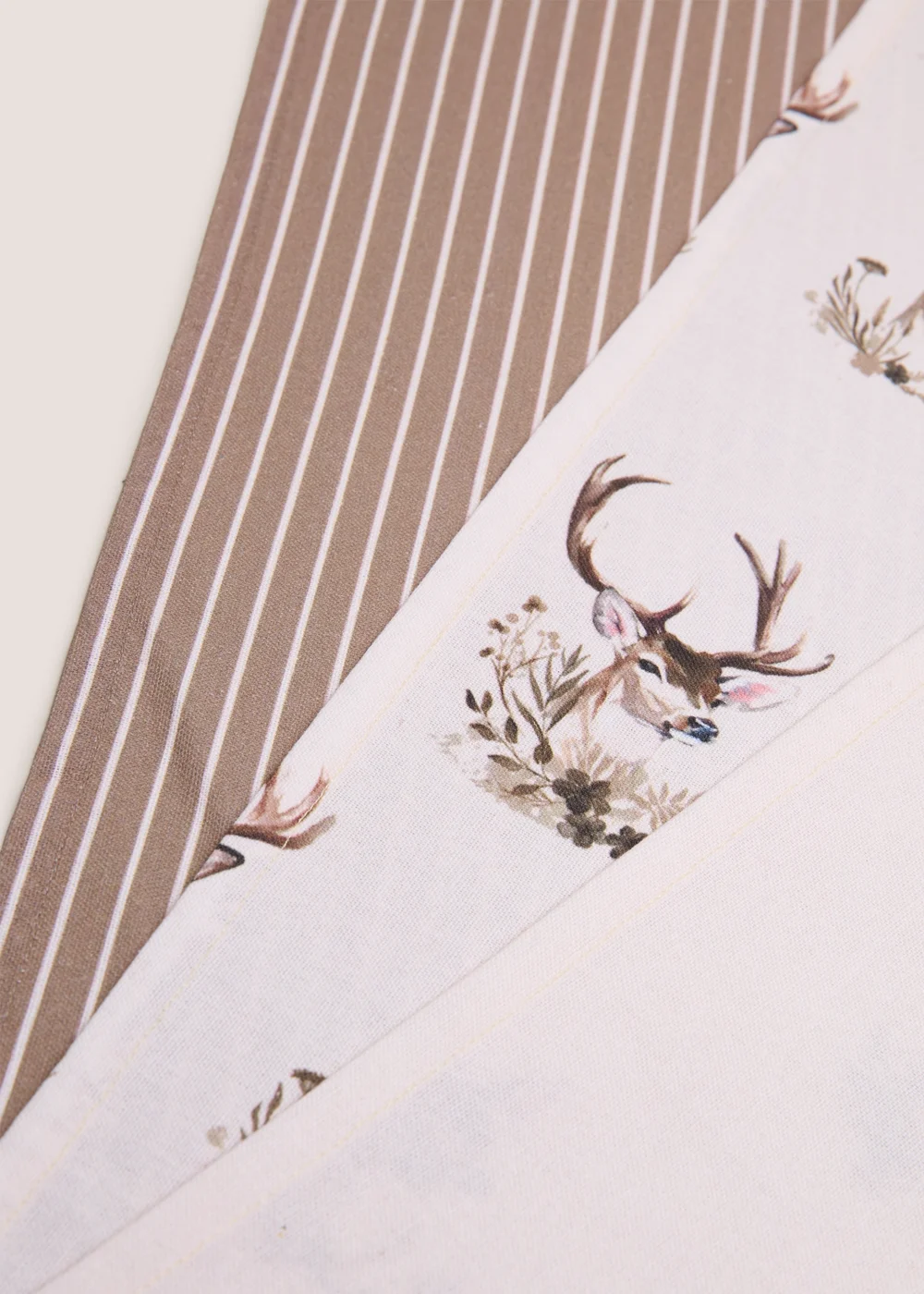 3 Pack Brown & White Stag Print Tea Towels Image 2