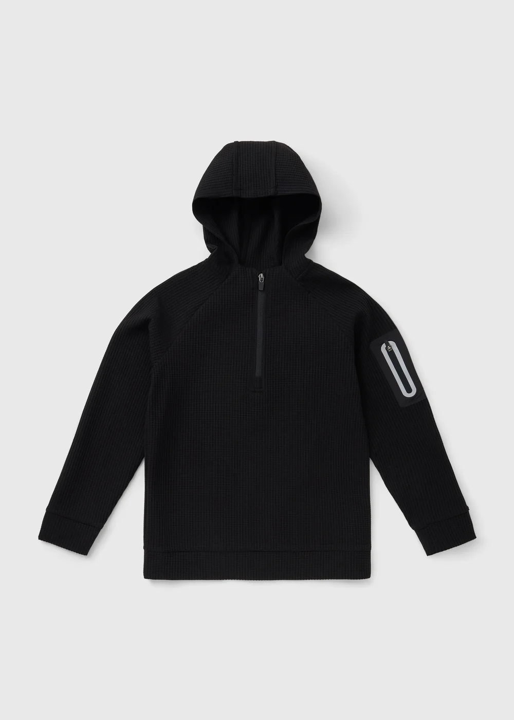 Boys Black Textured Sports Hoodie (7-15yrs) - 7 Yrs Image 1